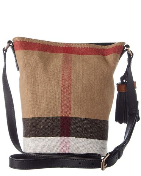 burberry small ashby in canvas check and leather|Burberry Ashby Small Canvas Check & Leather Bucket Bag, Beige.